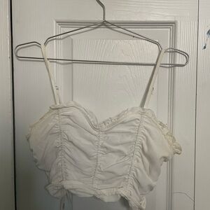 Forever 21 White Ruched Crop Top